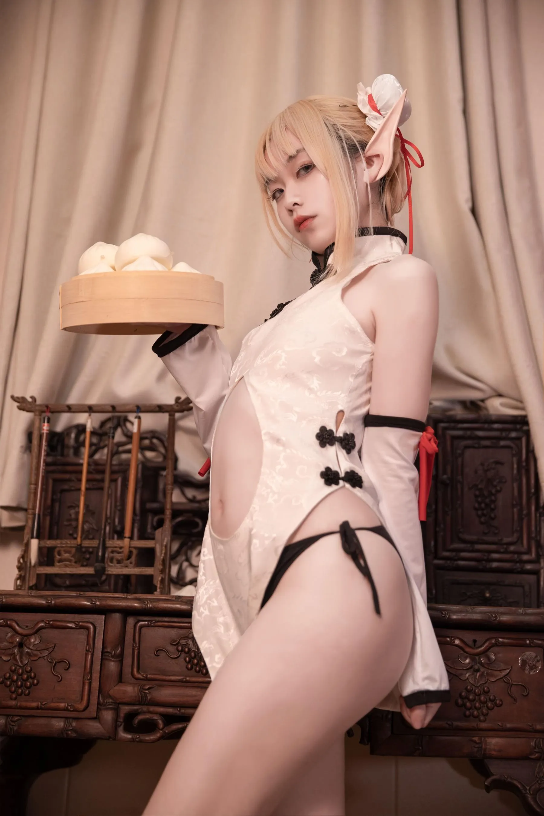 G44不会受伤 – NO.84 水兰儿白旗袍 [26P]插图8
